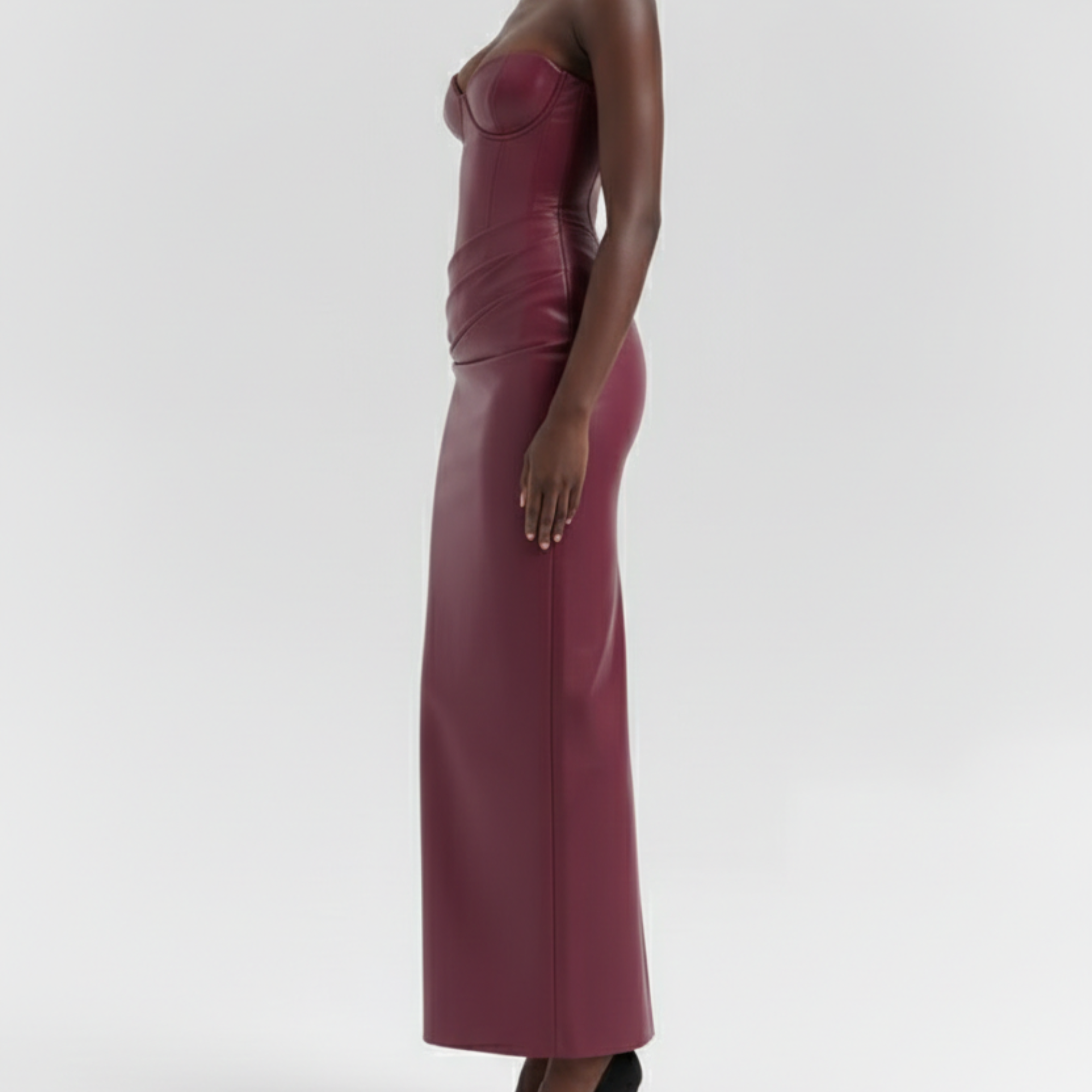 Rote trägerlose Maxi-Kleid mit Korsettdetail