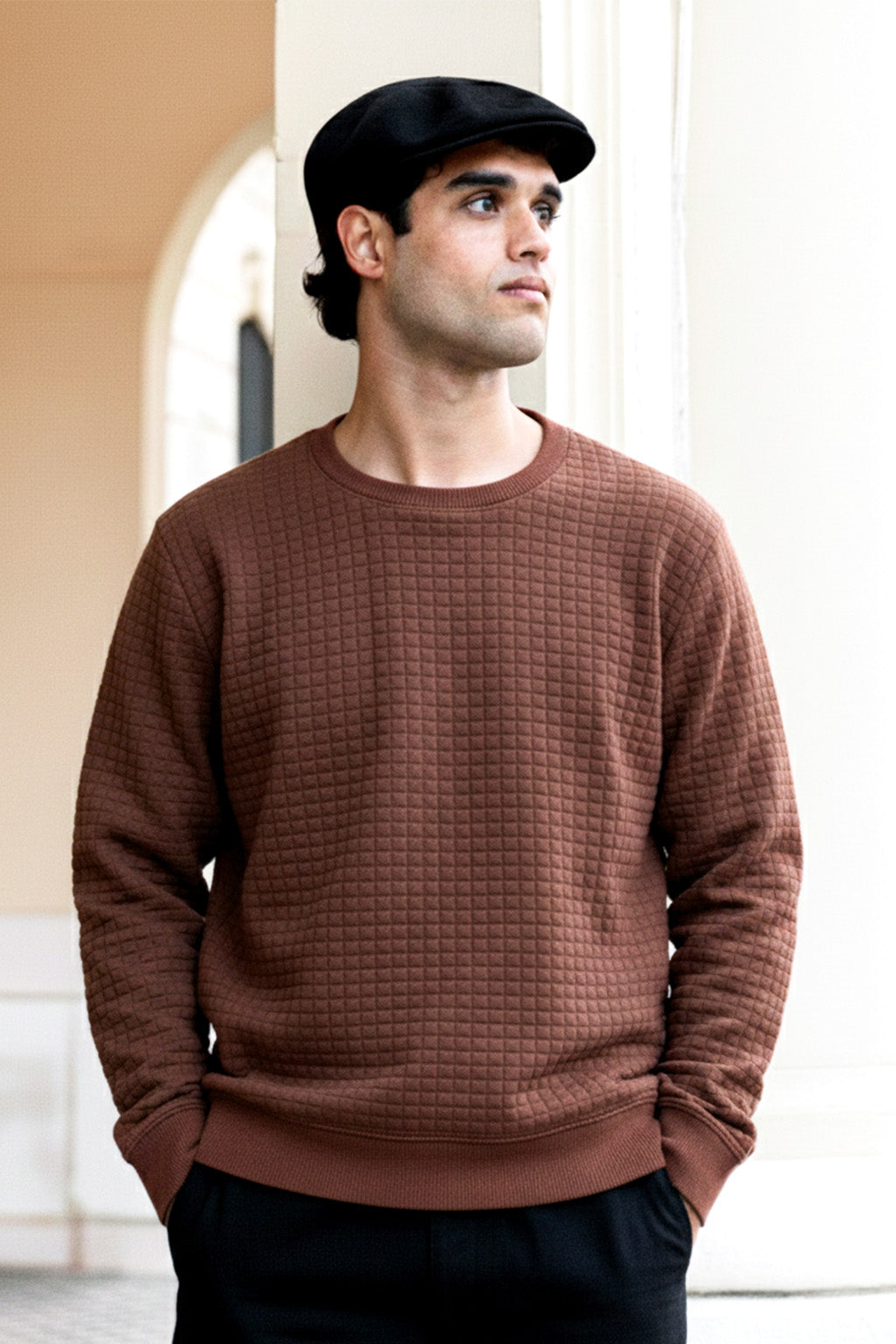 Stepppullover mit Rippdetails | Leon – Braun