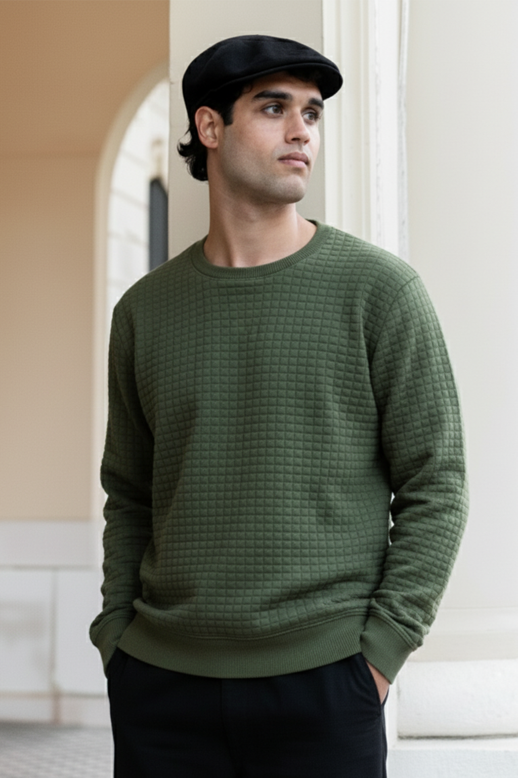 Stepppullover mit Rippdetails | Adrian – Tannengrün