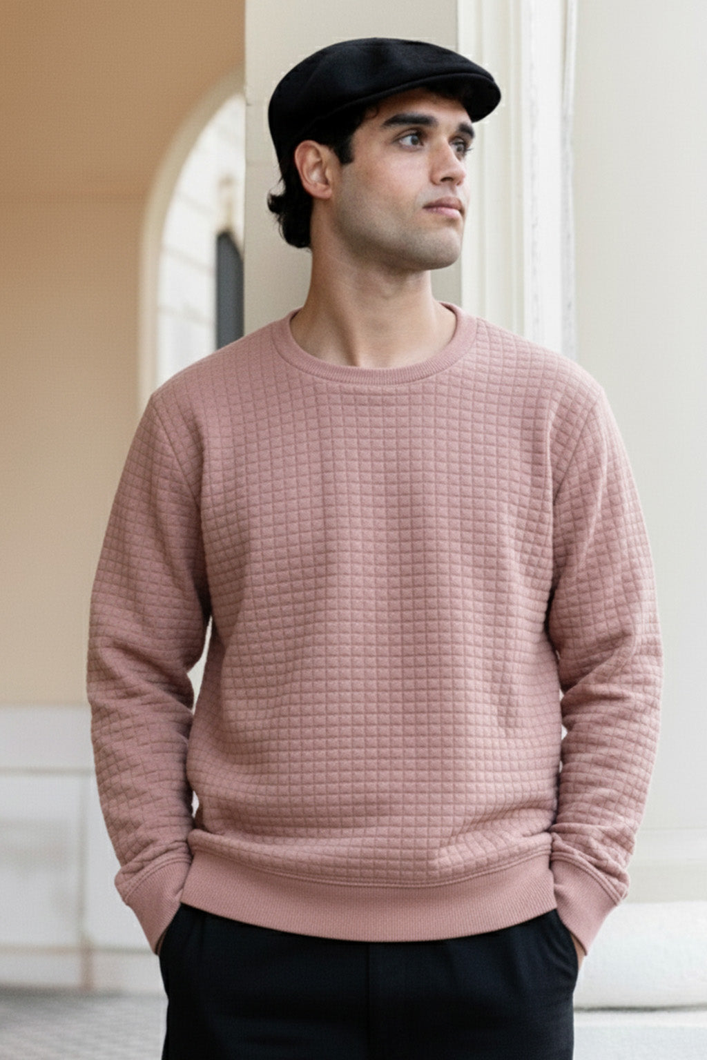 Stepppullover mit Rippdetails | Fabio – Lachsrosa