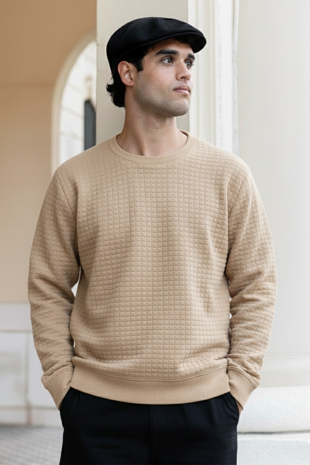 Stepppullover mit Rippdetails | Pascal – Ecru