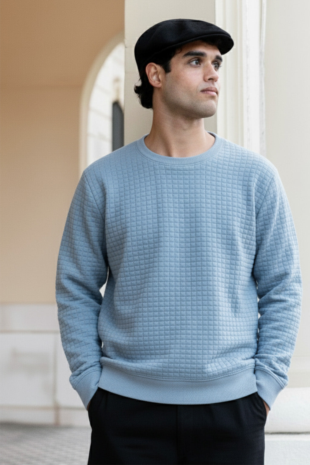 Stepppullover mit Rippdetails | Thierry – Himmelblau