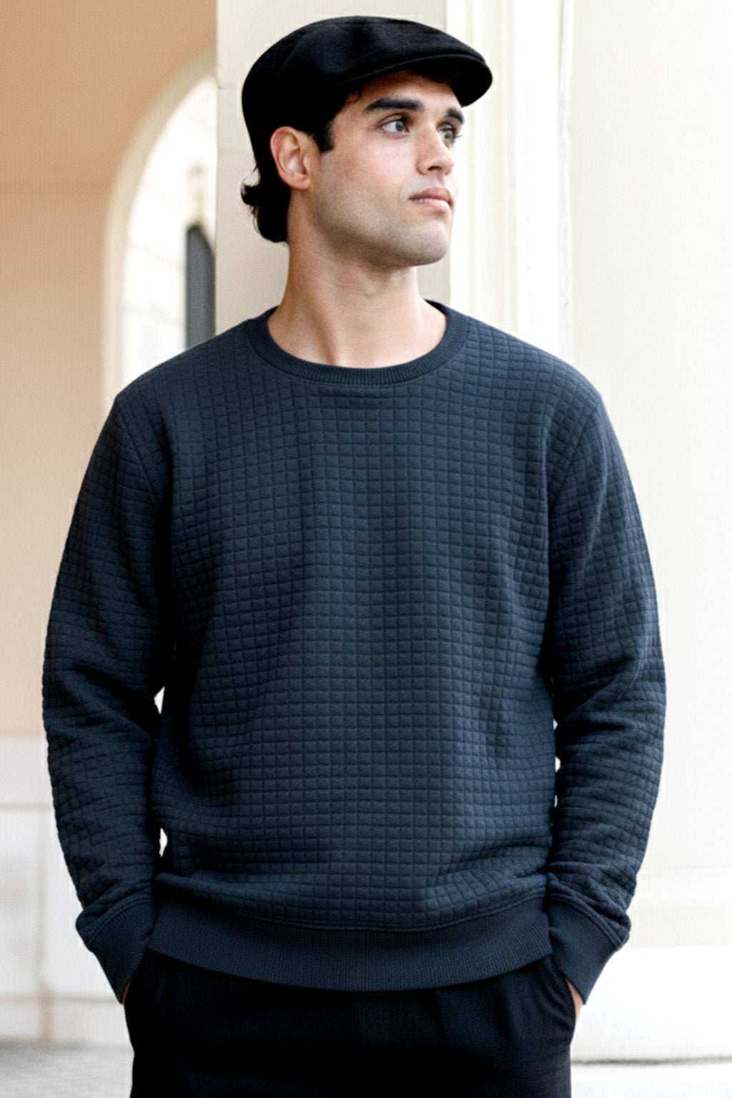 Stepppullover mit Rippdetails | Jonas – Marineblau