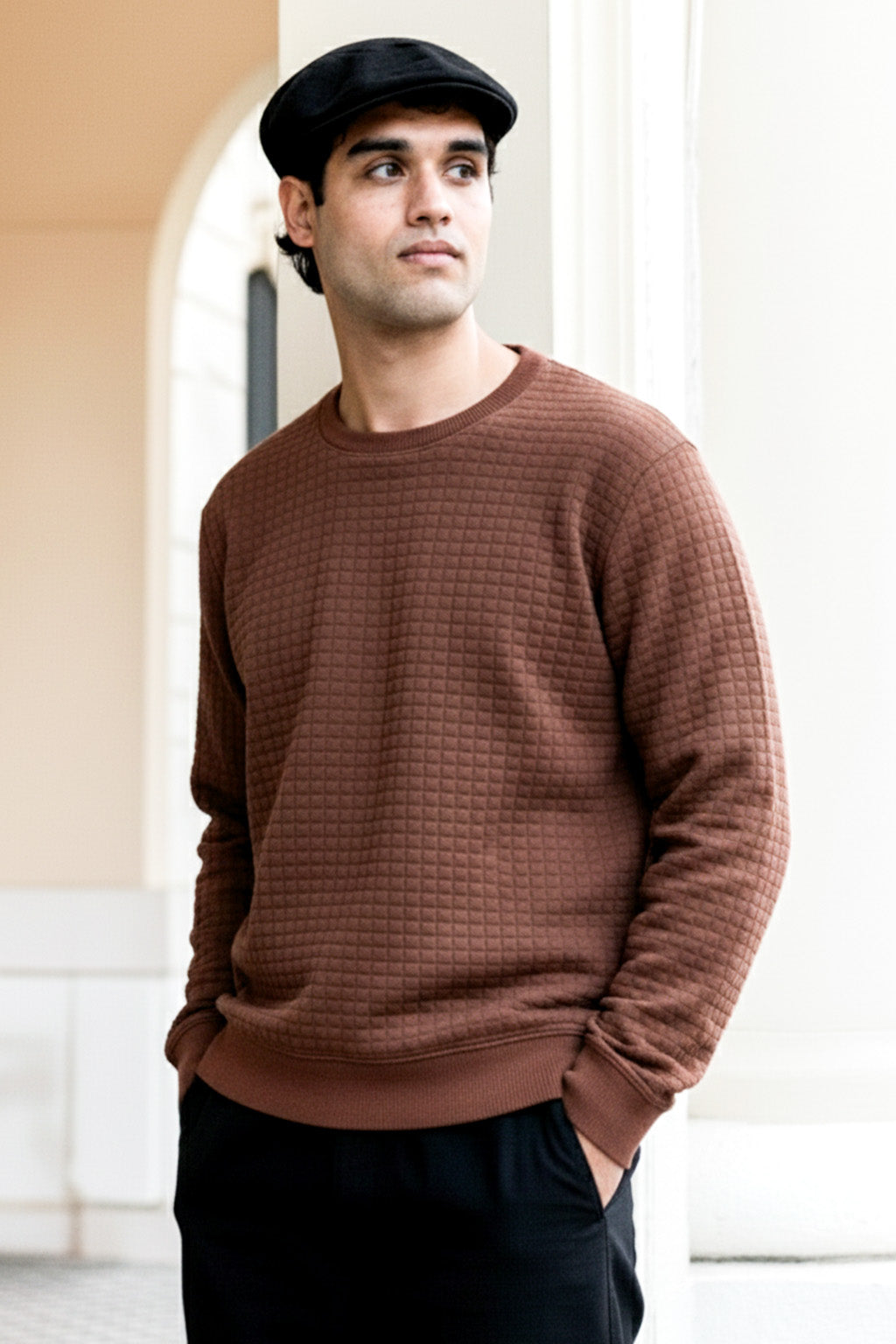 Stepppullover mit Rippdetails | Leon – Braun