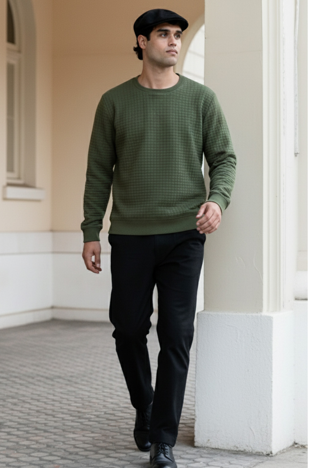 Stepppullover mit Rippdetails | Adrian – Tannengrün