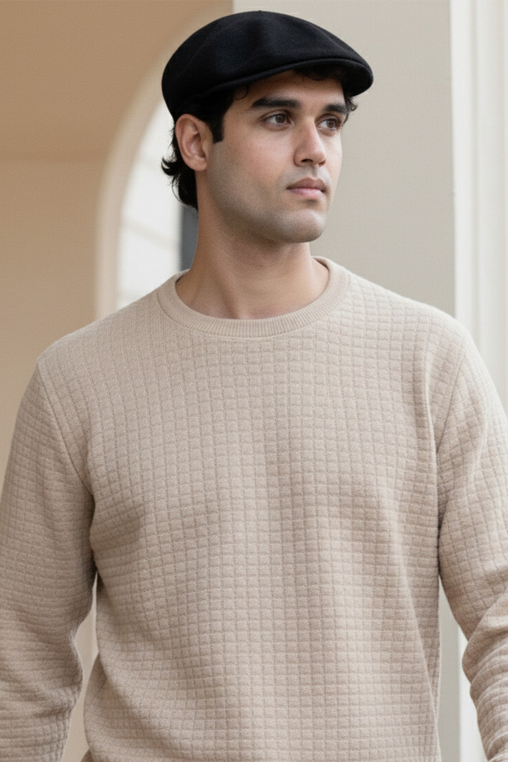 Stepppullover mit Rippdetails | Marcel – Creme