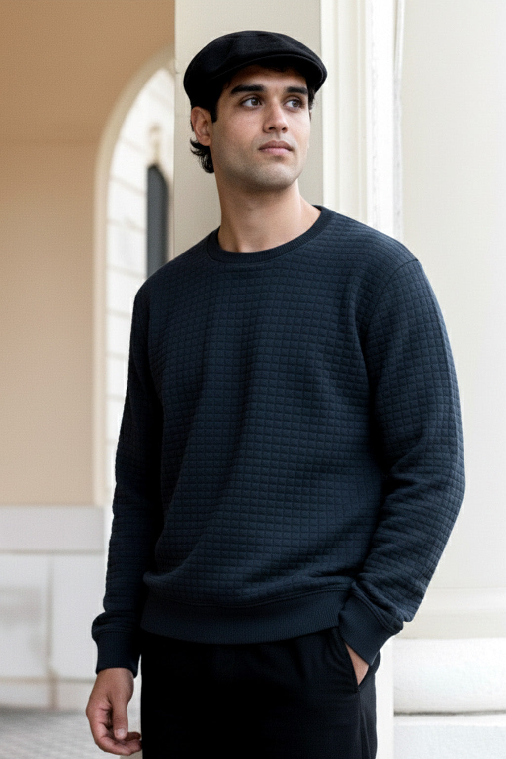 Stepppullover mit Rippdetails | Jonas – Marineblau