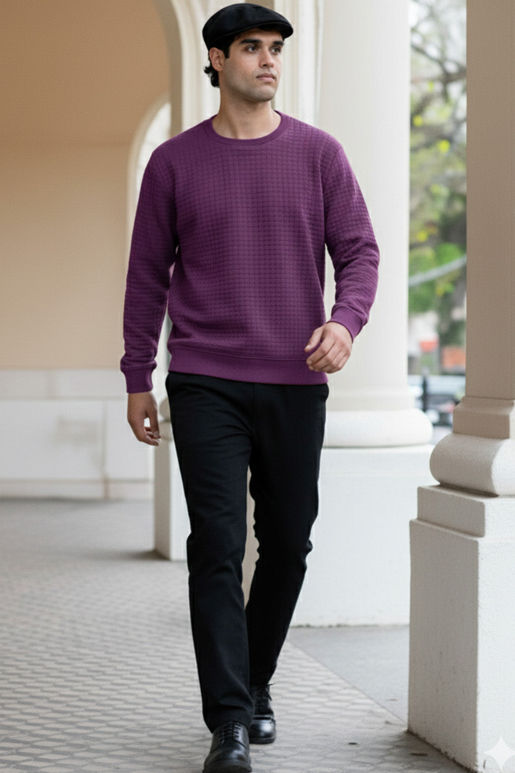 Stepppullover mit Rippdetails | Noé – Violett