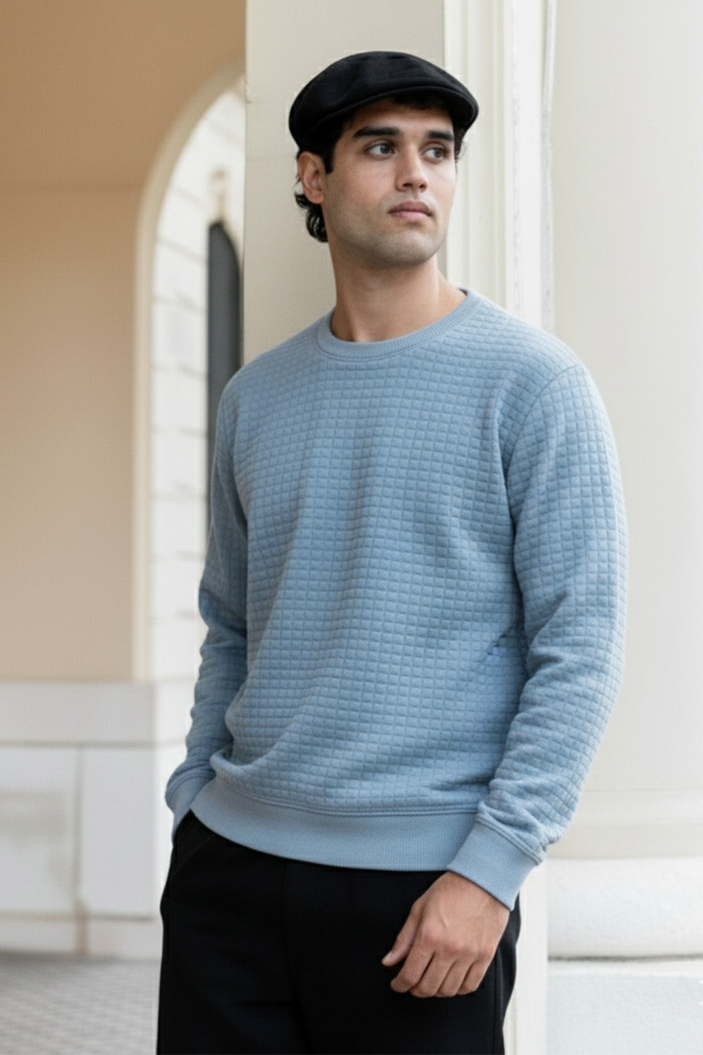 Stepppullover mit Rippdetails | Thierry – Himmelblau