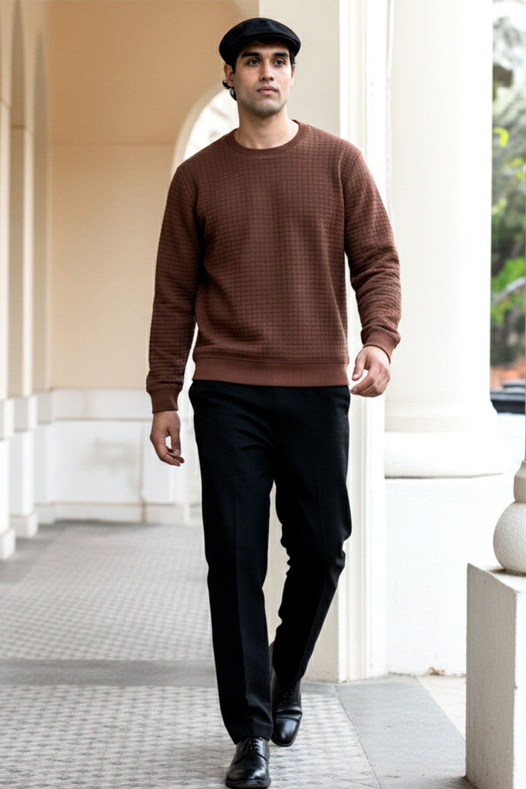 Stepppullover mit Rippdetails | Leon – Braun