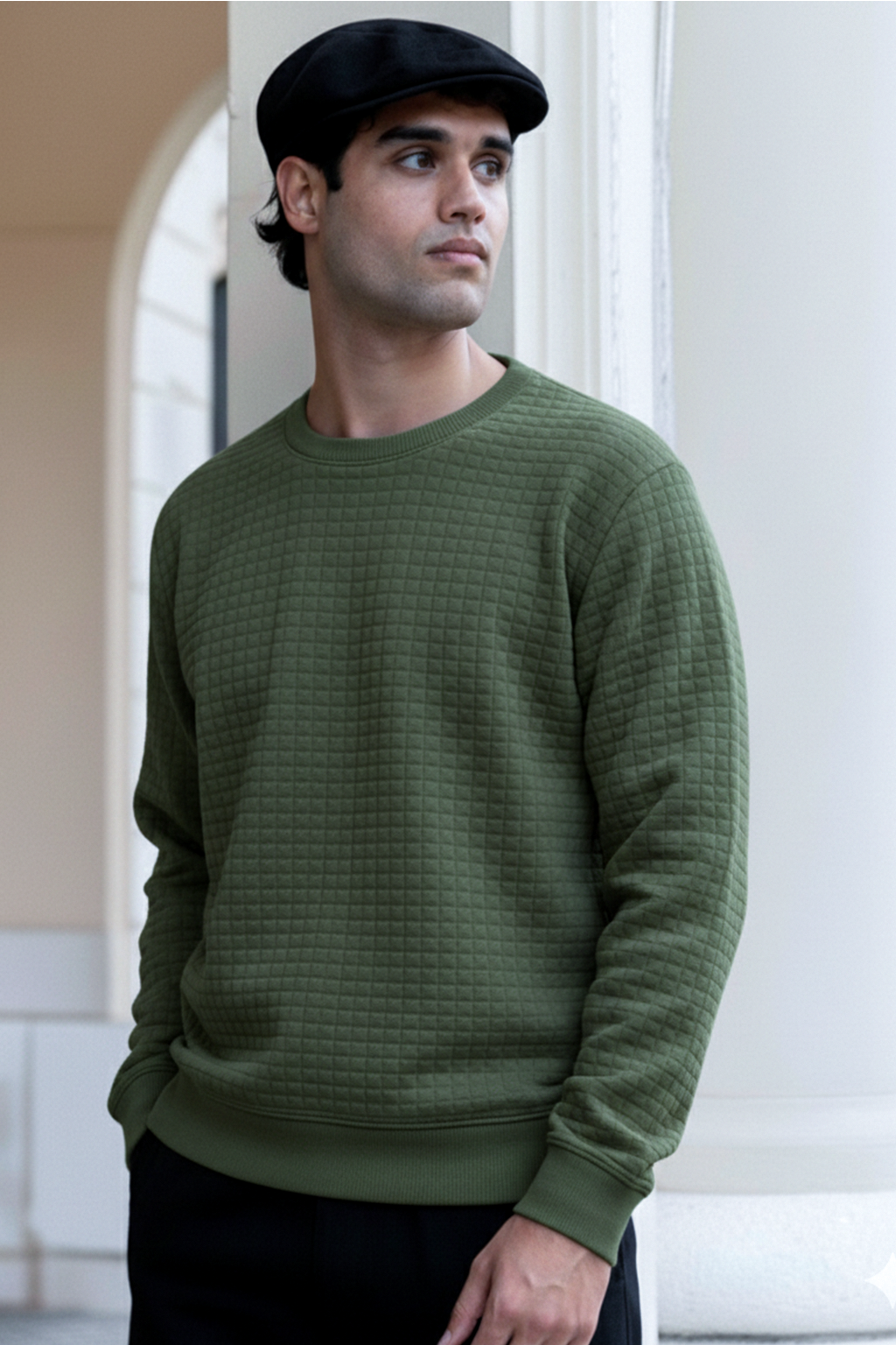 Stepppullover mit Rippdetails | Adrian – Tannengrün