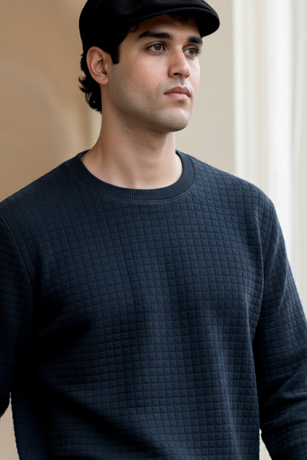 Stepppullover mit Rippdetails | Jonas – Marineblau