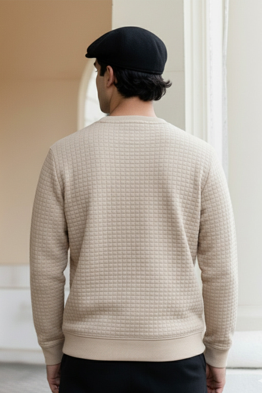 Stepppullover mit Rippdetails | Marcel – Creme