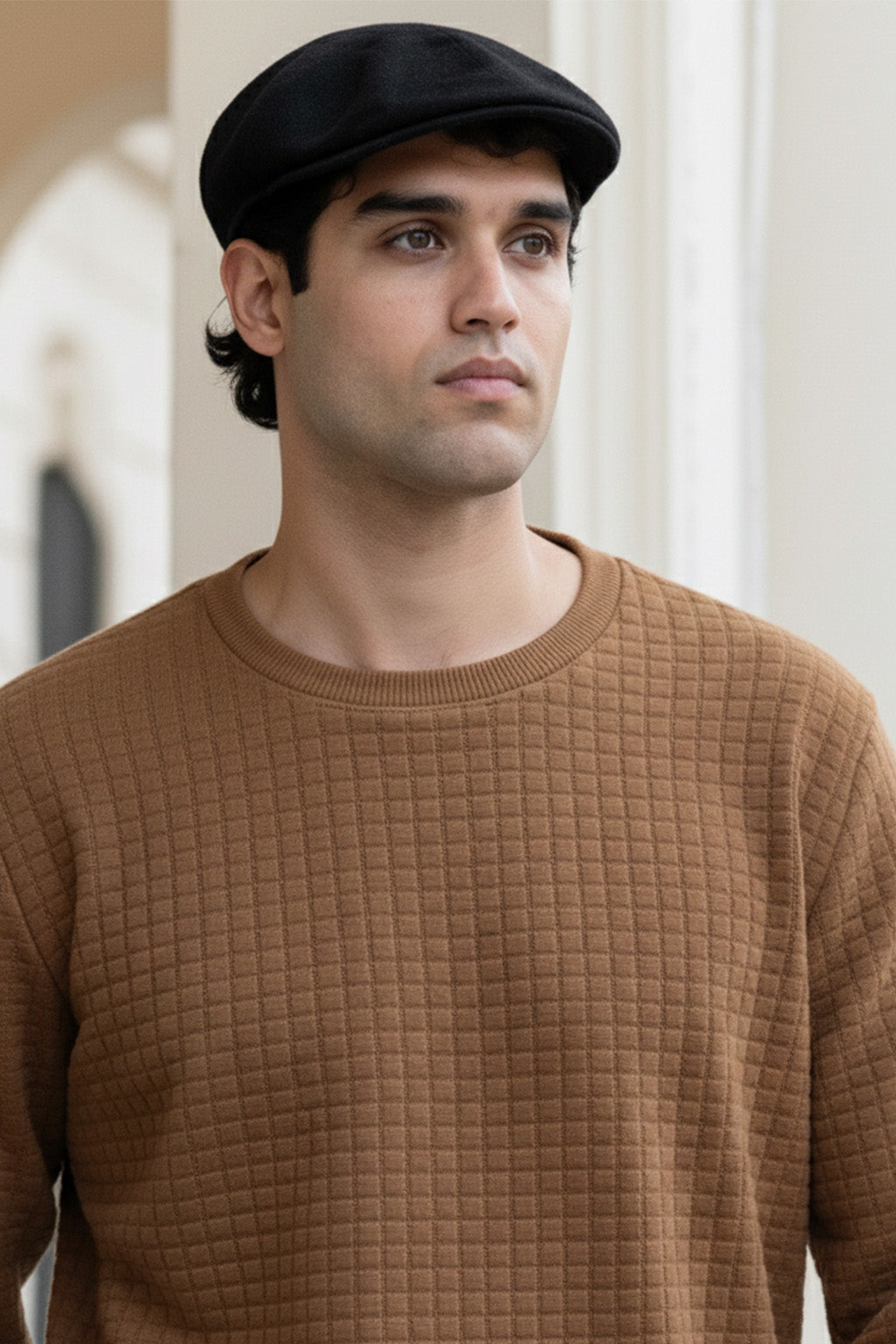 Stepppullover mit Rippdetails | Matteo – Kaffeebraun