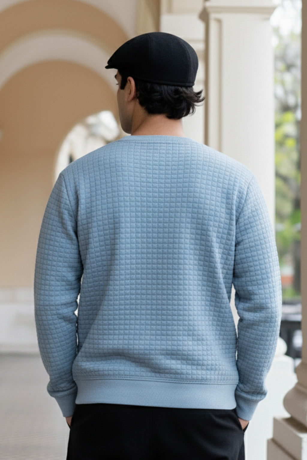Stepppullover mit Rippdetails | Thierry – Himmelblau