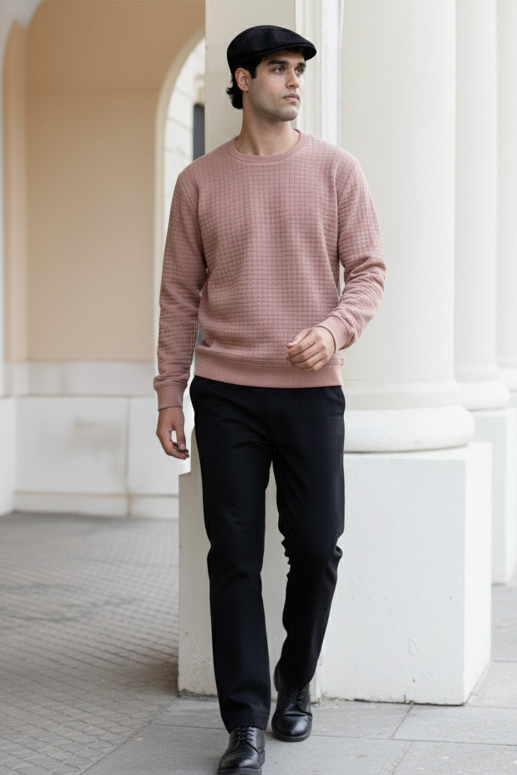 Stepppullover mit Rippdetails | Fabio – Lachsrosa