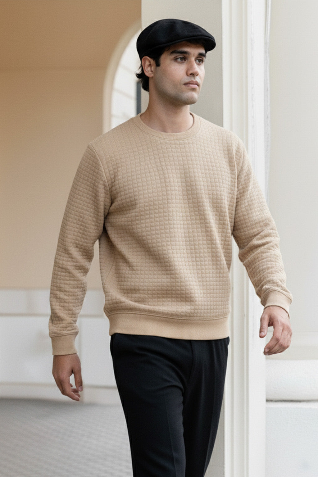 Stepppullover mit Rippdetails | Pascal – Ecru