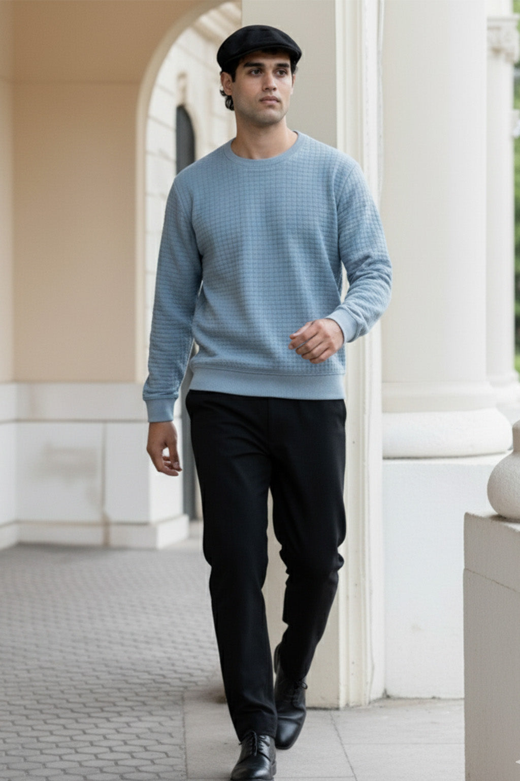 Stepppullover mit Rippdetails | Thierry – Himmelblau