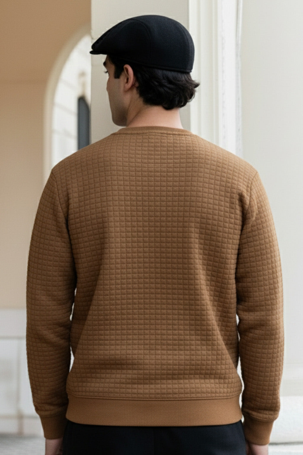 Stepppullover mit Rippdetails | Matteo – Kaffeebraun