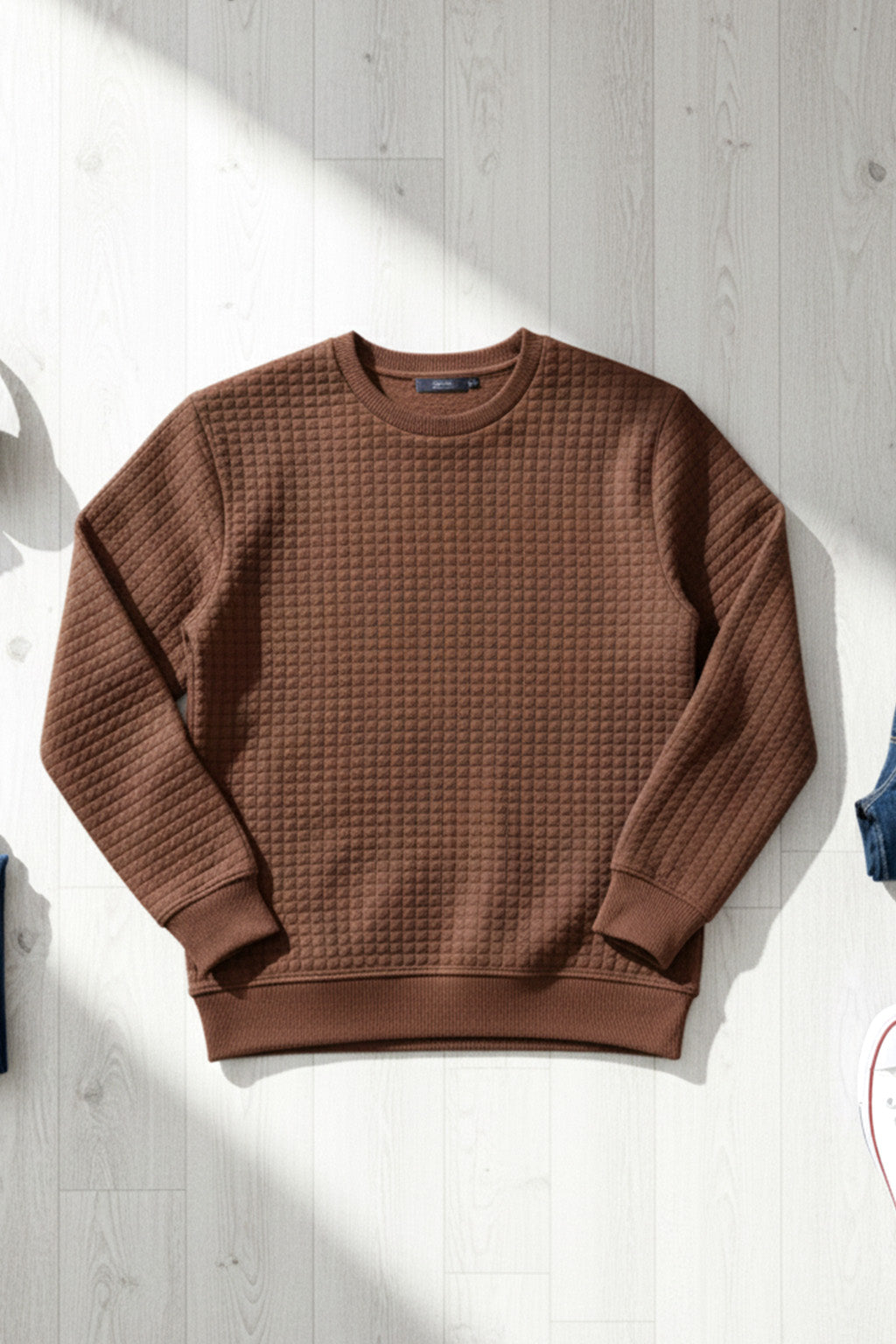 Stepppullover mit Rippdetails | Leon – Braun