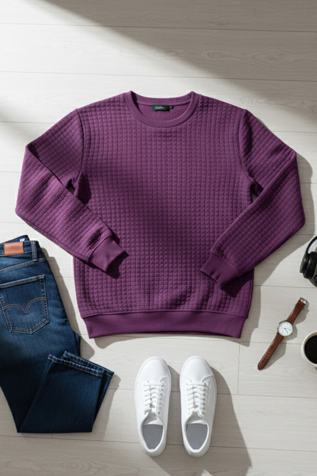 Stepppullover mit Rippdetails | Noé – Violett