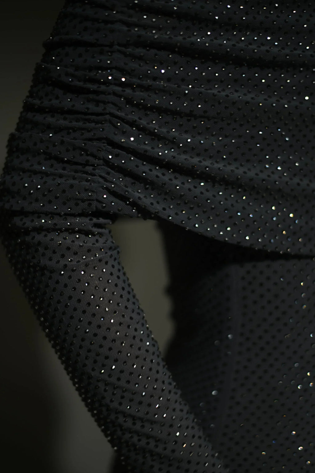 Women's off-shoulder glitter maxi dress with flare sleeves, featuring a lightweight blend, shimmering fabric, and elegant…