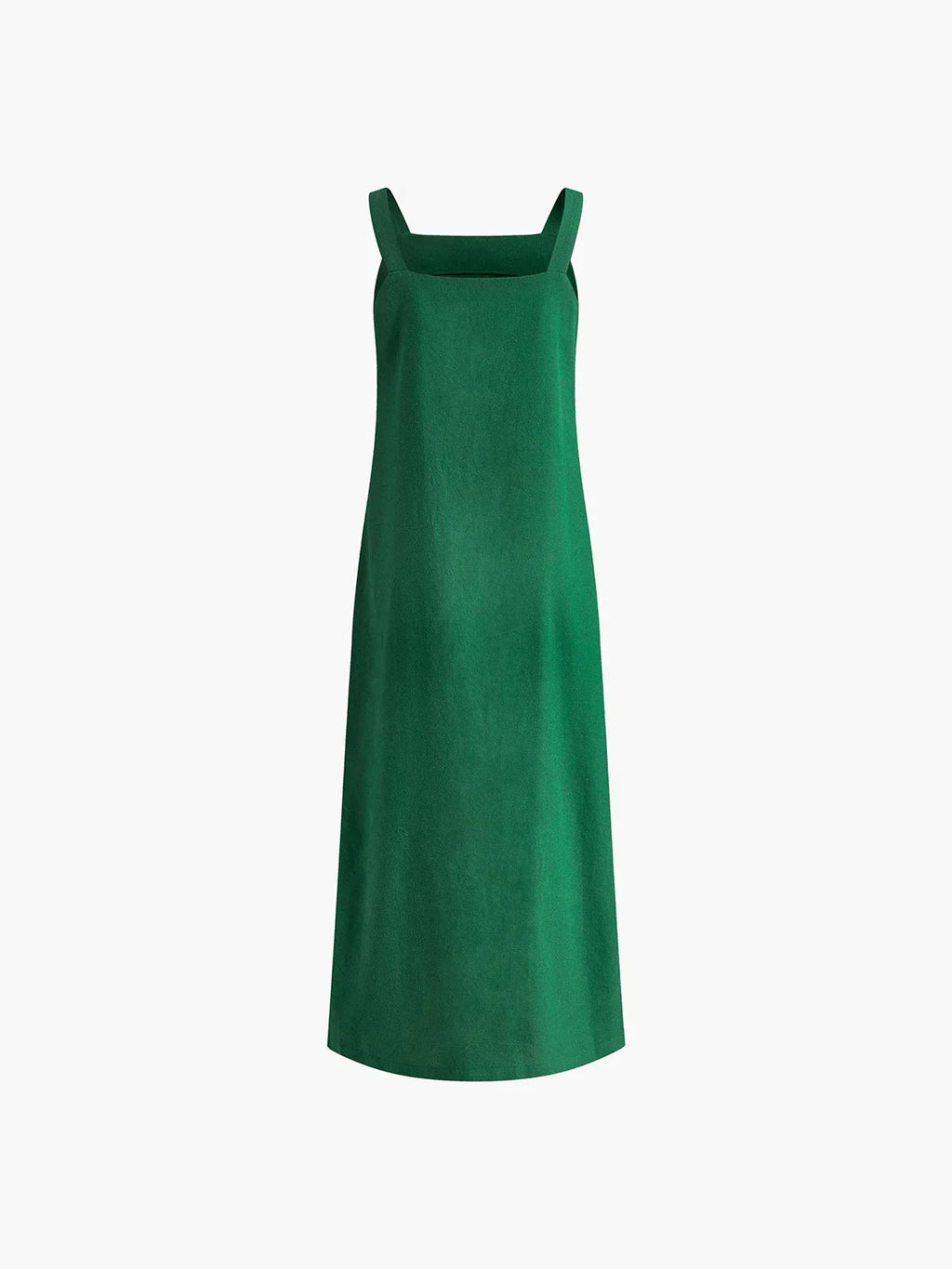 Women’s sleeveless A-line midi dress in lightweight fabric, featuring a side slit for added comfort and style.