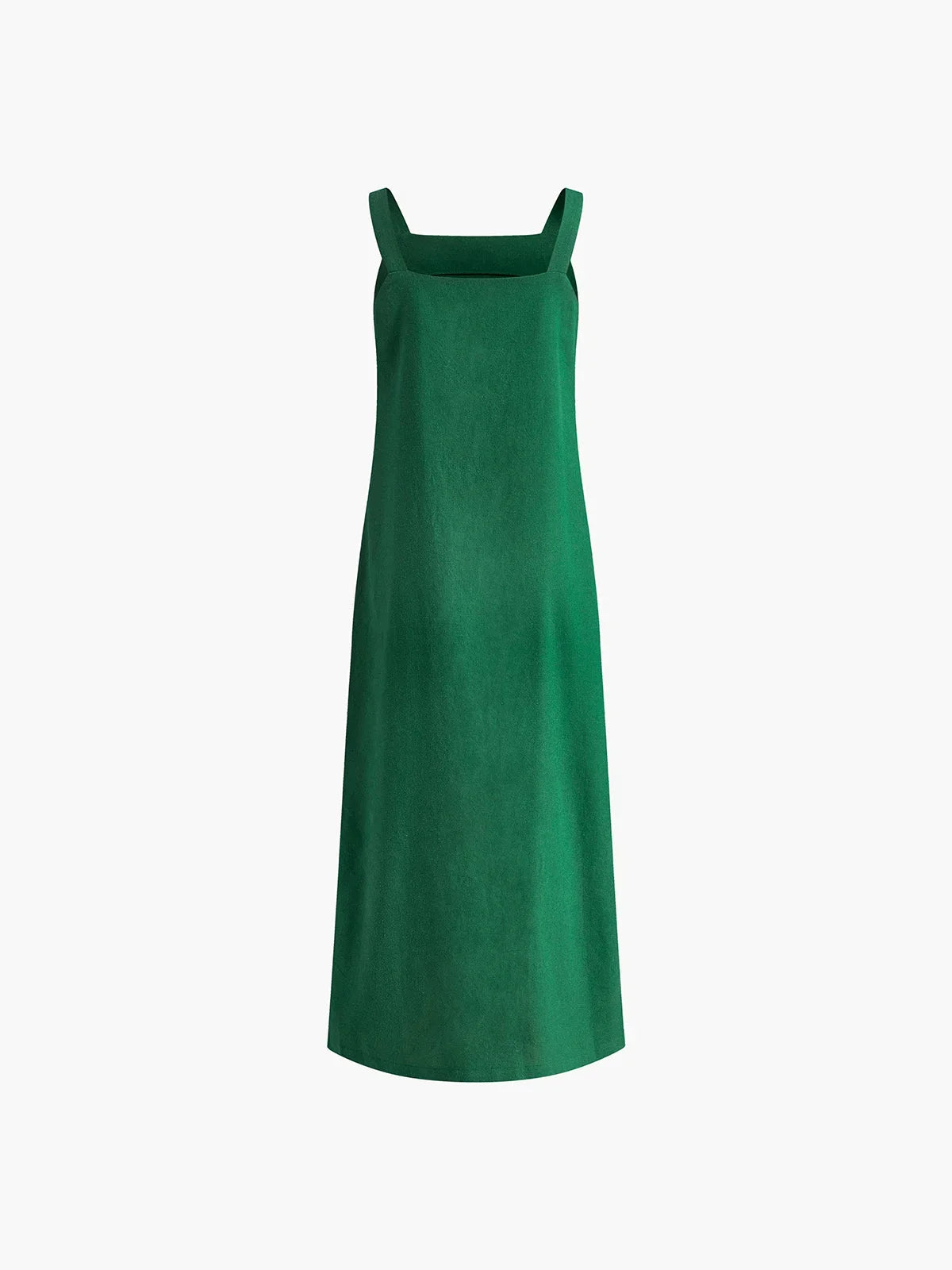 Women’s sleeveless A-line midi dress in lightweight fabric, featuring a side slit for added comfort and style.